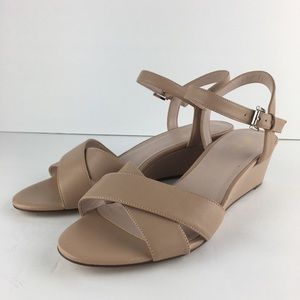 Nine West Nude Wedge Sandals Size 10M